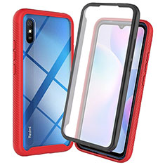 Xiaomi Redmi 9AT用360度 フルカバー ハイブリットバンパーケース クリア透明 プラスチック カバー ZJ3 Xiaomi レッド