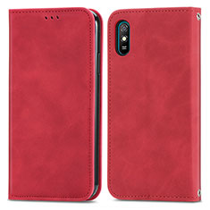 Xiaomi Redmi 9AT用手帳型 レザーケース スタンド カバー S04D Xiaomi レッド