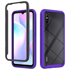 Xiaomi Redmi 9AT用360度 フルカバー ハイブリットバンパーケース クリア透明 プラスチック カバー ZJ4 Xiaomi パープル