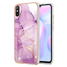 Xiaomi Redmi 9AT用シリコンケース ソフトタッチラバー バタフライ パターン カバー Y05B Xiaomi ラベンダー