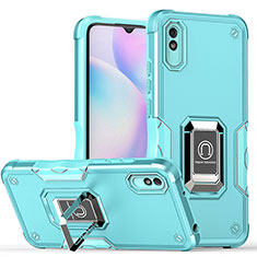 Xiaomi Redmi 9AT用ハイブリットバンパーケース プラスチック アンド指輪 マグネット式 QW1 Xiaomi ブルー