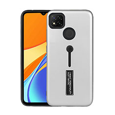 Xiaomi Redmi 9C用ハイブリットバンパーケース スタンド プラスチック 兼シリコーン カバー A03 Xiaomi シルバー