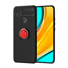 Xiaomi Redmi 9C用極薄ソフトケース シリコンケース 耐衝撃 全面保護 アンド指輪 マグネット式 バンパー SD1 Xiaomi レッド・ブラック