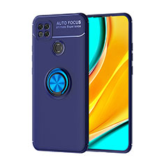 Xiaomi Redmi 9C用極薄ソフトケース シリコンケース 耐衝撃 全面保護 アンド指輪 マグネット式 バンパー SD1 Xiaomi ネイビー