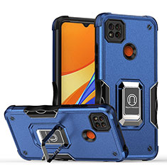 Xiaomi Redmi 9C用ハイブリットバンパーケース プラスチック アンド指輪 マグネット式 QW1 Xiaomi ネイビー