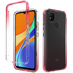 Xiaomi Redmi 9C用前面と背面 360度 フルカバー 極薄ソフトケース シリコンケース 耐衝撃 全面保護 バンパー 勾配色 透明 Xiaomi レッド