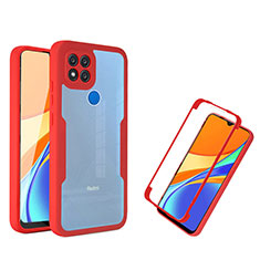 Xiaomi Redmi 9C NFC用360度 フルカバー ハイブリットバンパーケース クリア透明 プラスチック カバー MJ1 Xiaomi レッド