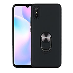 Xiaomi Redmi 9i用極薄ソフトケース シリコンケース 耐衝撃 全面保護 アンド指輪 マグネット式 バンパー T03 Xiaomi ブラック