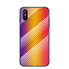 Xiaomi Redmi 9i用ハイブリットバンパーケース プラスチック 鏡面 虹 グラデーション 勾配色 カバー LS2 Xiaomi オレンジ