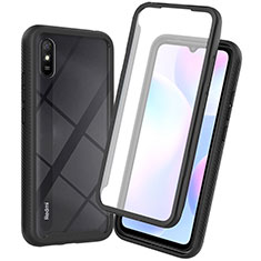 Xiaomi Redmi 9i用360度 フルカバー ハイブリットバンパーケース クリア透明 プラスチック カバー ZJ3 Xiaomi ブラック