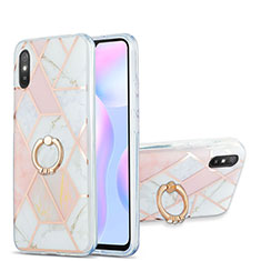 Xiaomi Redmi 9i用シリコンケース ソフトタッチラバー バタフライ パターン カバー アンド指輪 Y01B Xiaomi ピンク