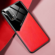 Xiaomi Redmi 9T 4G用シリコンケース ソフトタッチラバー レザー柄 アンドマグネット式 Xiaomi レッド