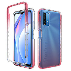 Xiaomi Redmi 9T 4G用前面と背面 360度 フルカバー 極薄ソフトケース シリコンケース 耐衝撃 全面保護 バンパー 勾配色 透明 Xiaomi レッド