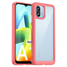 Xiaomi Redmi A1用ハイブリットバンパーケース クリア透明 プラスチック カバー J01S Xiaomi レッド