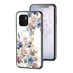 Xiaomi Redmi A1 Plus用ハイブリットバンパーケース プラスチック 鏡面 花 カバー S01 Xiaomi ホワイト