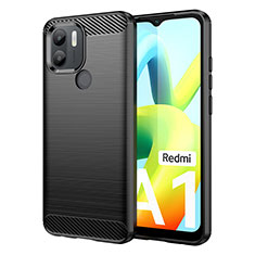 Xiaomi Redmi A1 Plus用シリコンケース ソフトタッチラバー ライン カバー Xiaomi ブラック