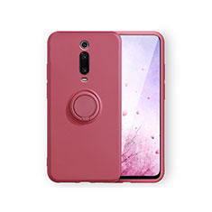 Xiaomi Redmi K20用極薄ソフトケース シリコンケース 耐衝撃 全面保護 アンド指輪 マグネット式 バンパー T07 Xiaomi レッド