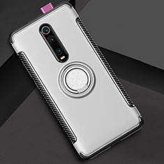 Xiaomi Redmi K20用ハイブリットバンパーケース プラスチック アンド指輪 マグネット式 R04 Xiaomi シルバー