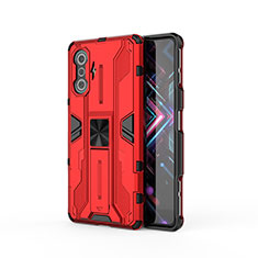 Xiaomi Redmi K40 Gaming 5G用ハイブリットバンパーケース スタンド プラスチック 兼シリコーン カバー マグネット式 KC2 Xiaomi レッド