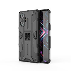 Xiaomi Redmi K40 Gaming 5G用ハイブリットバンパーケース スタンド プラスチック 兼シリコーン カバー マグネット式 KC2 Xiaomi ブラック