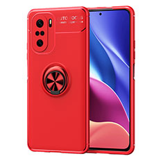 Xiaomi Redmi K40 Pro+ Plus 5G用極薄ソフトケース シリコンケース 耐衝撃 全面保護 アンド指輪 マグネット式 バンパー SD1 Xiaomi レッド