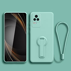 Xiaomi Redmi K50 5G用極薄ソフトケース シリコンケース 耐衝撃 全面保護 スタンド バンパー Xiaomi シアン