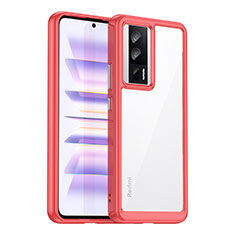 Xiaomi Redmi K60 5G用ハイブリットバンパーケース クリア透明 プラスチック カバー J02S Xiaomi レッド