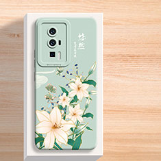 Xiaomi Redmi K60 5G用シリコンケース ソフトタッチラバー 花 カバー Xiaomi グリーン