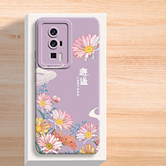 Xiaomi Redmi K60 5G用シリコンケース ソフトタッチラバー 花 カバー Xiaomi ラベンダー