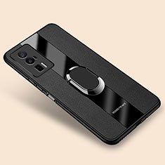 Xiaomi Redmi K60 Pro 5G用シリコンケース ソフトタッチラバー レザー柄 アンド指輪 マグネット式 PB2 Xiaomi ブラック