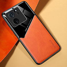 Xiaomi Redmi K60 Ultra 5G用シリコンケース ソフトタッチラバー レザー柄 アンドマグネット式 Xiaomi オレンジ