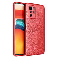 Xiaomi Redmi Note 10 Pro 5G用シリコンケース ソフトタッチラバー レザー柄 カバー Xiaomi レッド