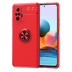 Xiaomi Redmi Note 10 Pro Max用極薄ソフトケース シリコンケース 耐衝撃 全面保護 アンド指輪 マグネット式 バンパー SD1 Xiaomi レッド