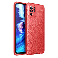 Xiaomi Redmi Note 10S 4G用シリコンケース ソフトタッチラバー レザー柄 カバー Xiaomi レッド