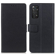 Xiaomi Redmi Note 11 4G (2022)用手帳型 レザーケース スタンド カバー M08L Xiaomi ブラック