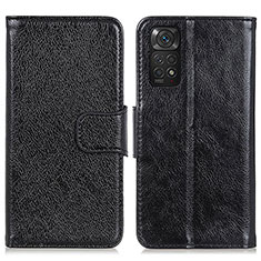 Xiaomi Redmi Note 11 4G (2022)用手帳型 レザーケース スタンド カバー N05P Xiaomi ブラック