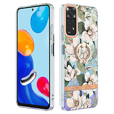 Xiaomi Redmi Note 11 4G (2022)用シリコンケース ソフトタッチラバー バタフライ パターン カバー アンド指輪 Y06B Xiaomi ホワイト