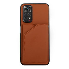 Xiaomi Redmi Note 11 4G (2022)用ケース 高級感 手触り良いレザー柄 Y01B Xiaomi ブラウン