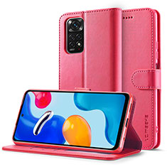 Xiaomi Redmi Note 11 Pro 4G用手帳型 レザーケース スタンド カバー LC2 Xiaomi ローズレッド