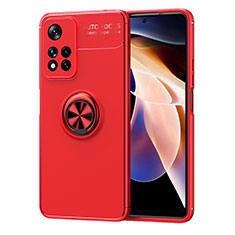 Xiaomi Redmi Note 11 Pro+ Plus 5G用極薄ソフトケース シリコンケース 耐衝撃 全面保護 アンド指輪 マグネット式 バンパー SD1 Xiaomi レッド