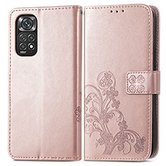 Xiaomi Redmi Note 11S 4G用手帳型 レザーケース スタンド 花 カバー Xiaomi ピンク