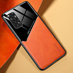 Xiaomi Redmi Note 11S 4G用シリコンケース ソフトタッチラバー レザー柄 アンドマグネット式 Xiaomi オレンジ