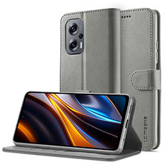 Xiaomi Redmi Note 11T Pro 5G用手帳型 レザーケース スタンド カバー LC2 Xiaomi グレー