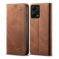 Xiaomi Redmi Note 12 Explorer用手帳型 布 スタンド Xiaomi ブラウン