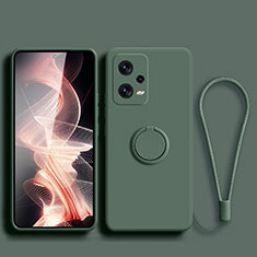 Xiaomi Redmi Note 12 Explorer用極薄ソフトケース シリコンケース 耐衝撃 全面保護 アンド指輪 マグネット式 バンパー Xiaomi モスグリー