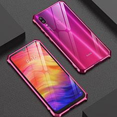 Xiaomi Redmi Note 7用ケース 高級感 手触り良い アルミメタル 製の金属製 360度 フルカバーバンパー 鏡面 カバー M03 Xiaomi レッド