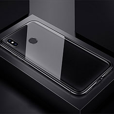 Xiaomi Redmi Note 7 Pro用ケース 高級感 手触り良い アルミメタル 製の金属製 360度 フルカバーバンパー 鏡面 カバー Xiaomi ブラック