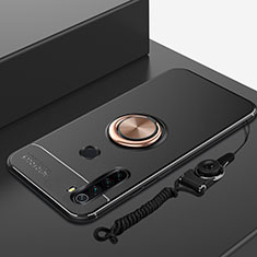 Xiaomi Redmi Note 8T用極薄ソフトケース シリコンケース 耐衝撃 全面保護 アンド指輪 マグネット式 バンパー Xiaomi ゴールド・ブラック