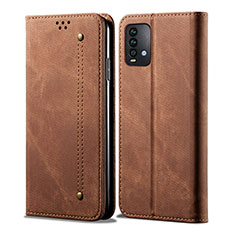 Xiaomi Redmi Note 9 4G用手帳型 布 スタンド Xiaomi ブラウン