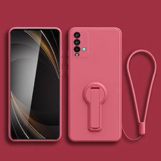 Xiaomi Redmi Note 9 4G用極薄ソフトケース シリコンケース 耐衝撃 全面保護 スタンド バンパー Xiaomi ローズレッド